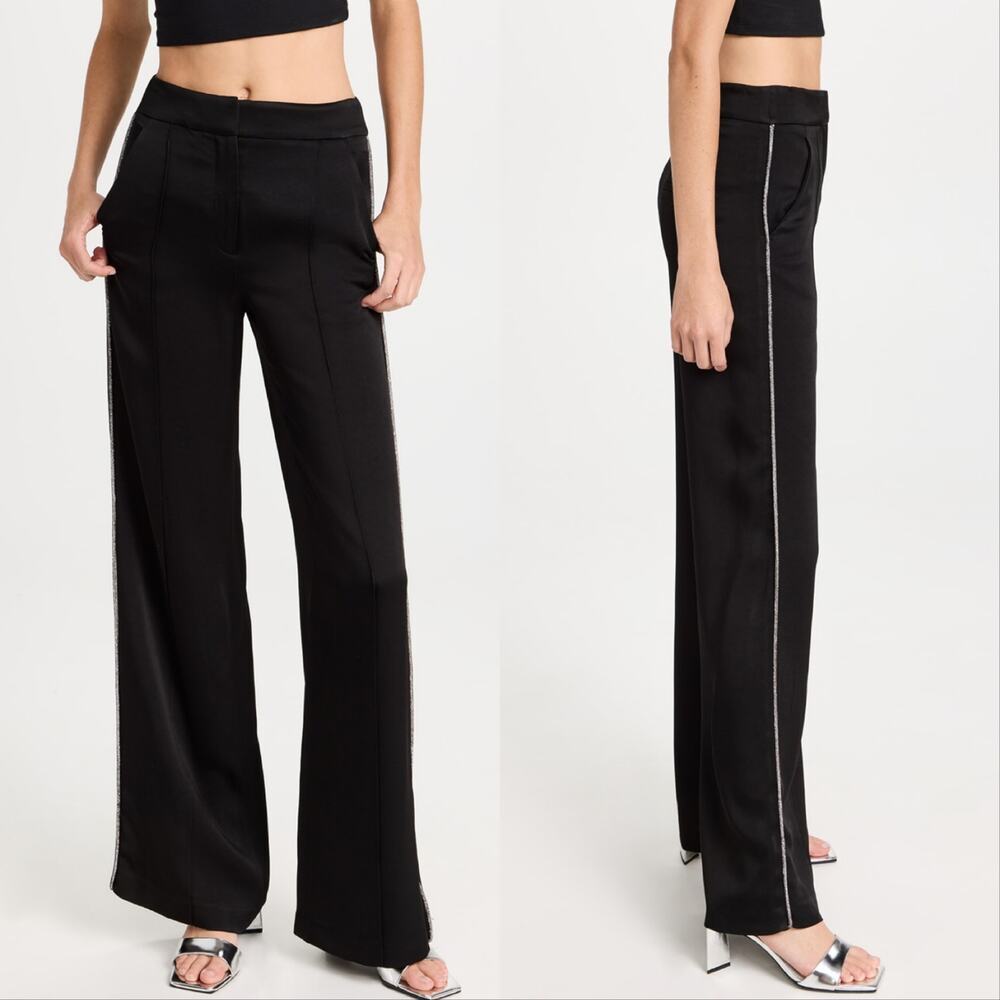 Veronica Beard Millicent Crystal Trim Black Trousers
